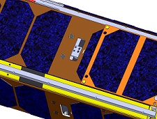 A detailed 3D CAD model represents the satellite in its finest details